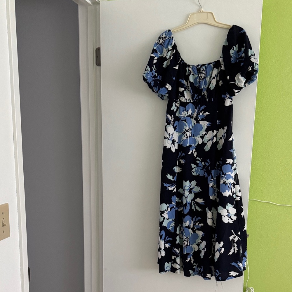 Ellen Tracy Navy Bouquet Dress